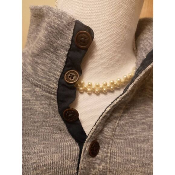 Lucky Brand Long Sleeve Button up Neck Pullover-Very Good - Picture 3 of 6